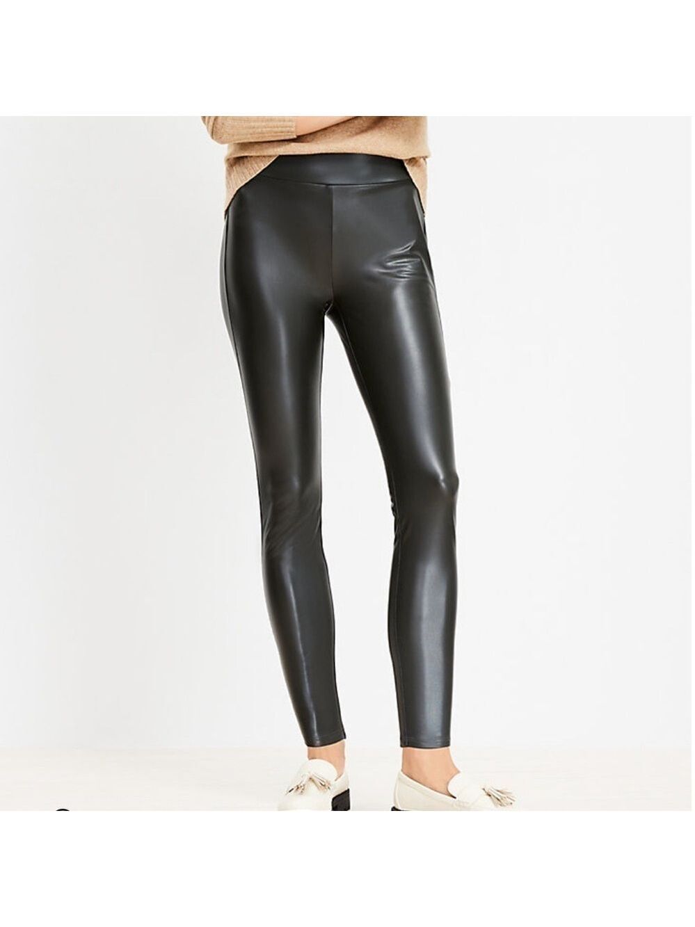 Loft Faux Leather Skinny Pants Leggings Pleather Black Size Small New with Tags